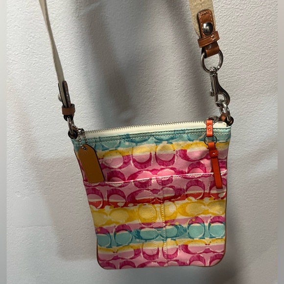 Coach Hampton Scribble Stripe Swingpack Crossbody Bag Purse - Picture 8 of 15